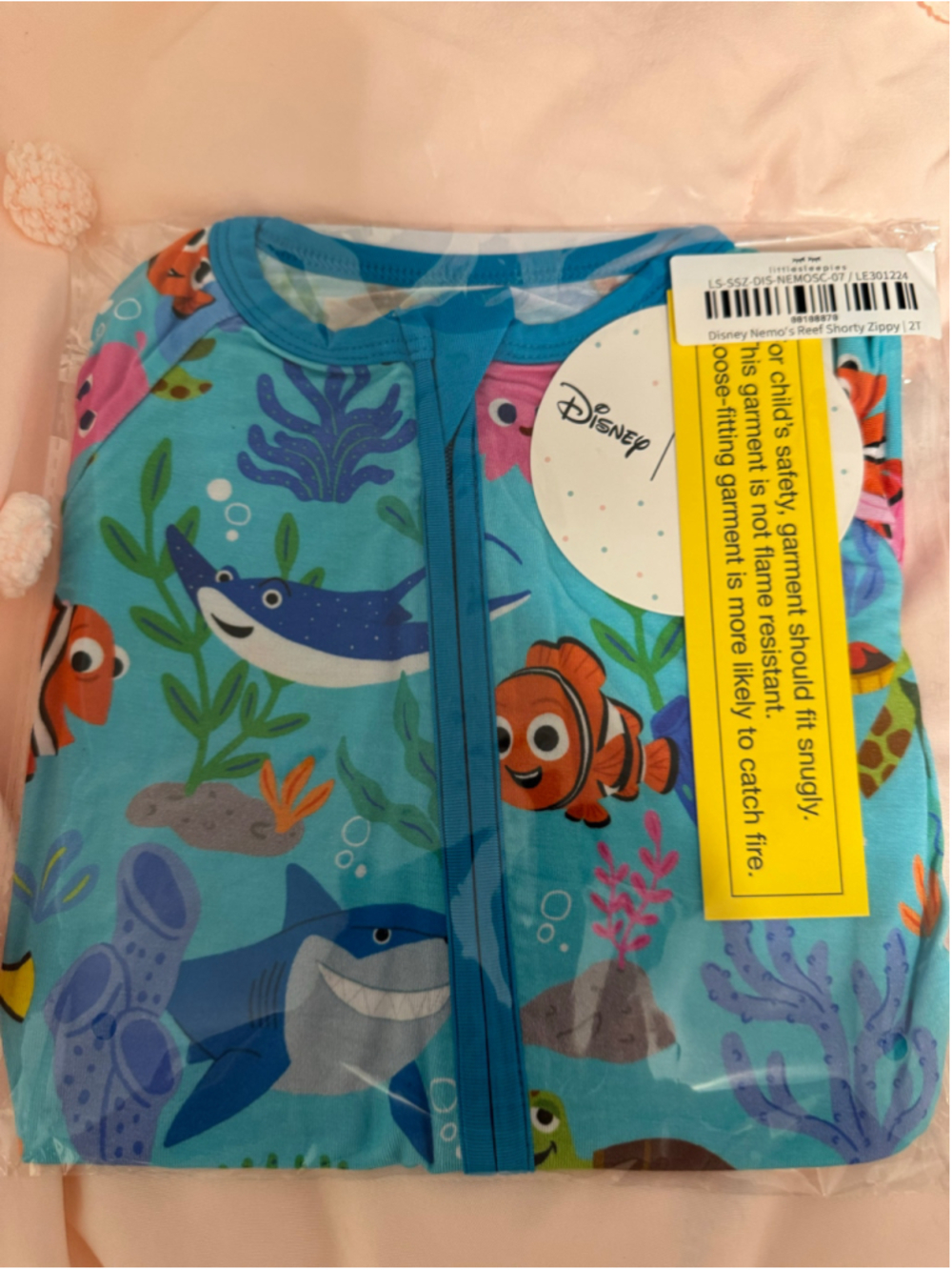 Girls Little Sleepies Disney Nemo Pajama Zippy 2T Blue Orange